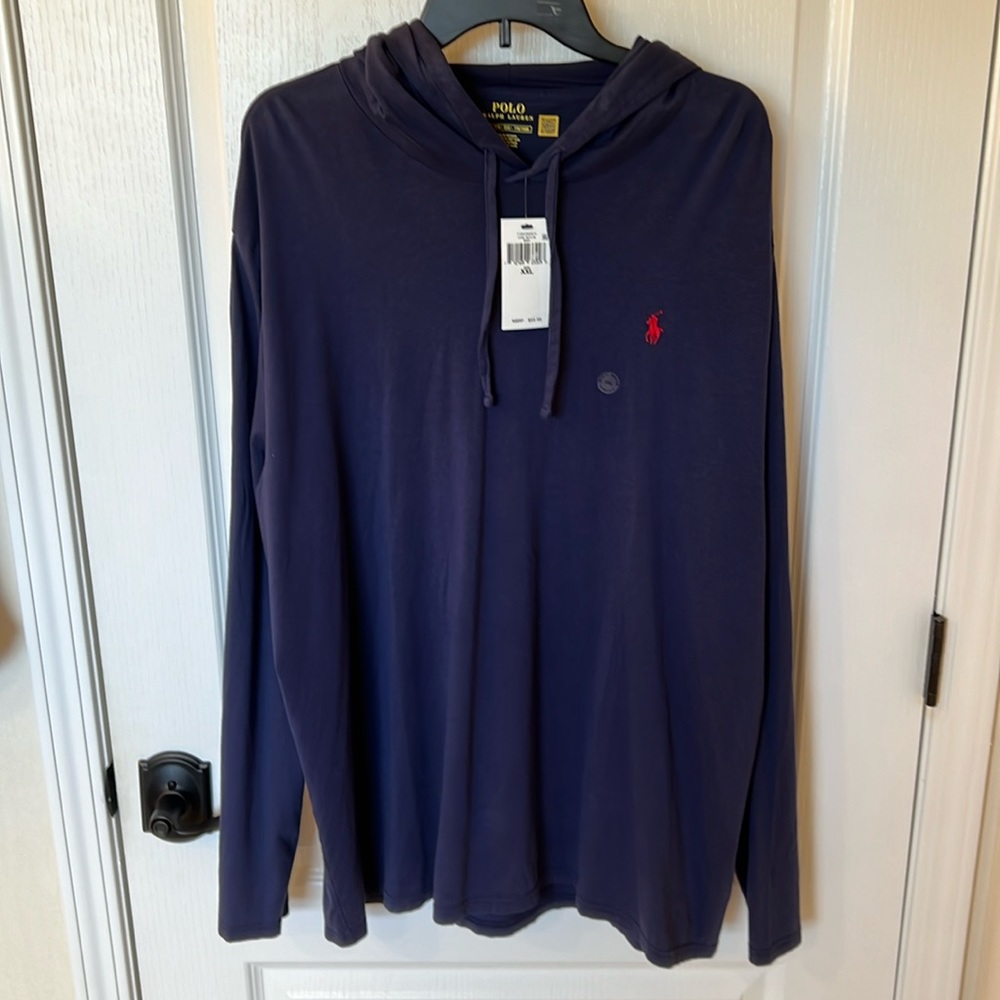Ralph Lauren Long Sleeve Hooded Pullover in Navy Blue